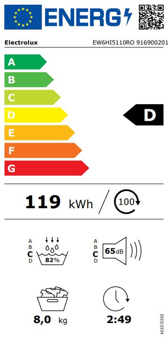SECHE LINGE POMPE A CHALEUR ELECTROLUX EW6HI5110RO