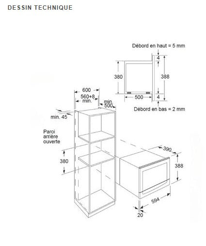 MICRO ONDES INTÉGRABLE AIRLUX AMI 253BK