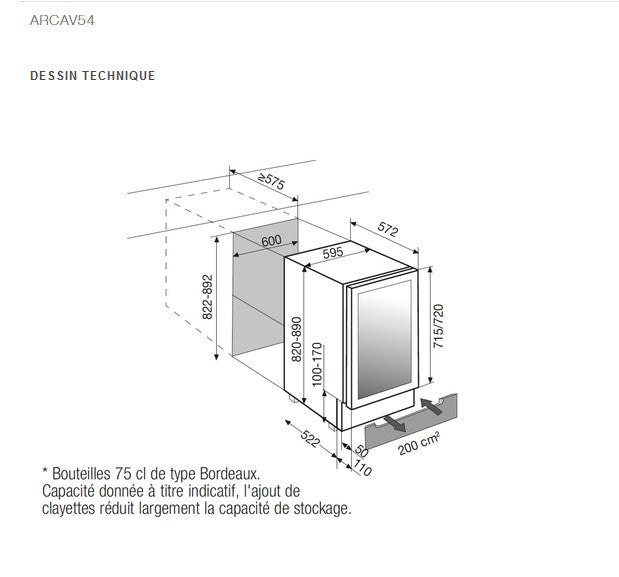 CAVE A VIN DE SERVICE BI ZONES AIRLUX ARCAV54