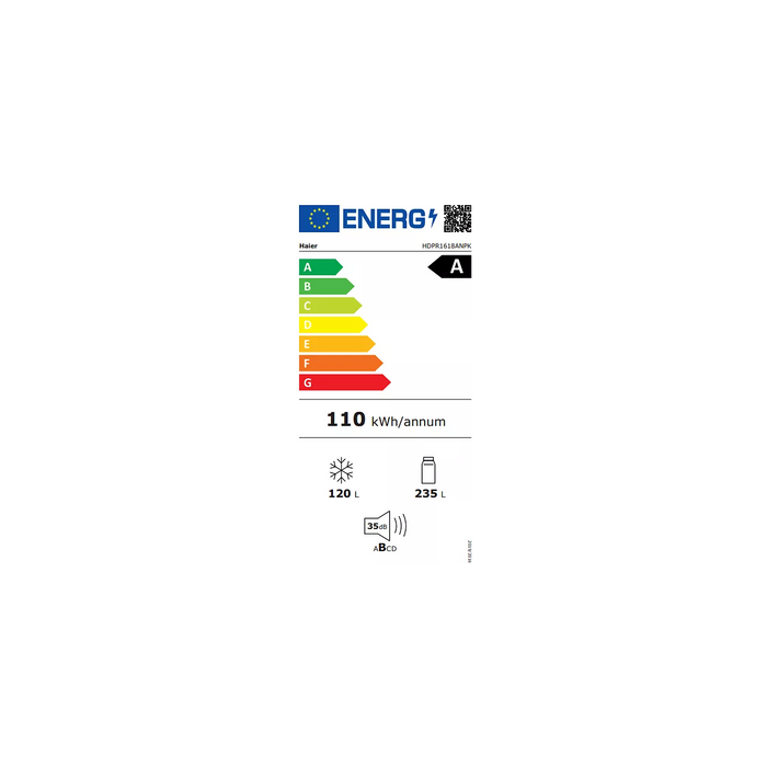 REFRIGERATEUR COMBI CLASSE A HDPR1618ANPK HAIER