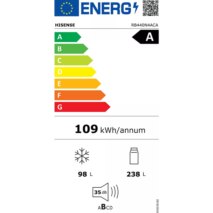 REFRIGERATEUR COMBI CLASSE A RB440N4ACA HISENSE